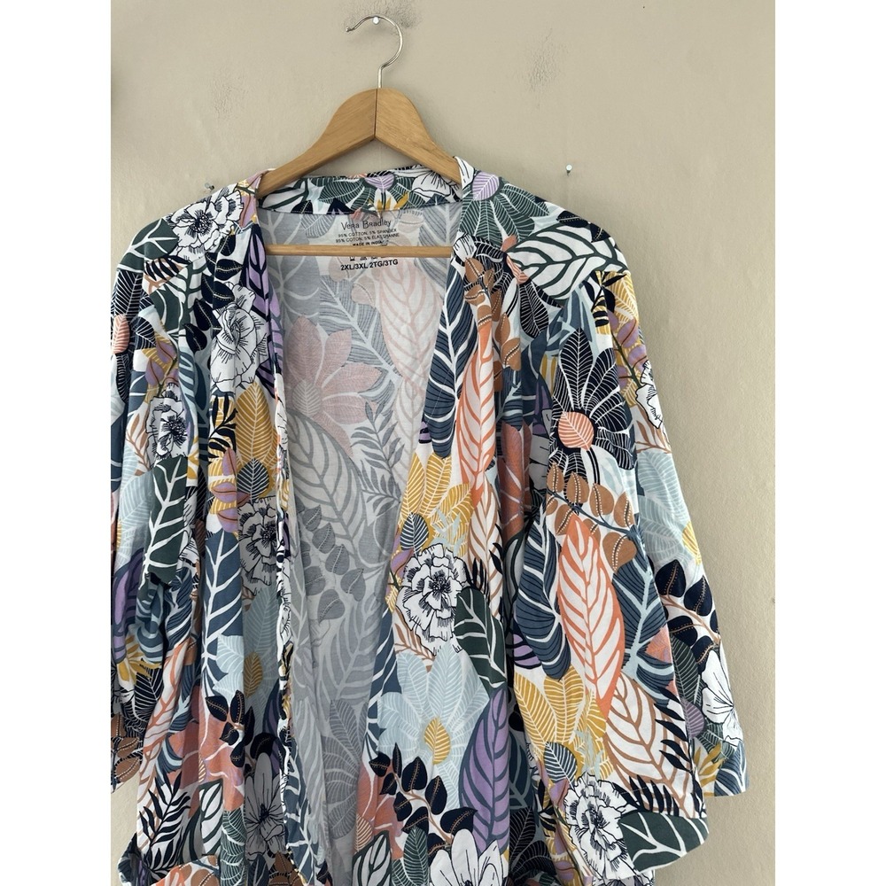 Vera Bradley Womens Bath Robe Size 2x 3x Palm Floral Sleepwear Lounge Kimono - Picture 2 of 7